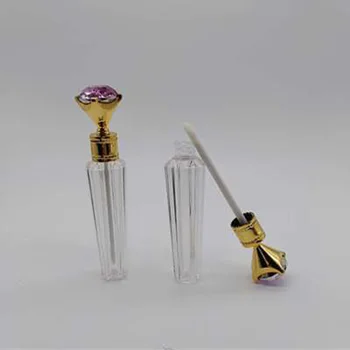 

New Purple Lip Gloss Tubes with Diamond Cap Small Lipstick Refillable Empty Lipgloss Packaging Cosmetic Container DIY