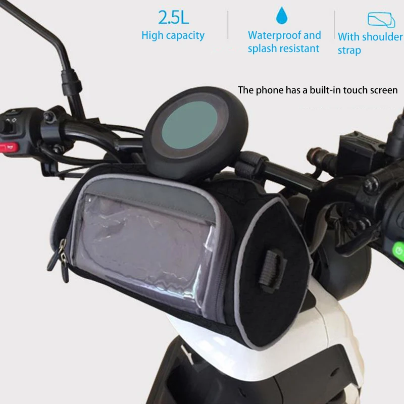 

2.5L Brand black Windshield Bag Motorcycle Front Handlebar Storage phone Container Bicycle accessories Transparent waterproof