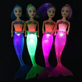 

Handmade Waterproof Dolls Party Dress Gown Fashion Doll Skirt Clothes LED Swimming Genuine Mermaid Toy Tail Dress Kids Gifts