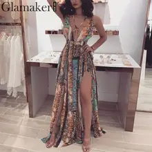 Glamaker, винтажное платье макси с леопардовым принтом, женское платье без рукавов, праздничное длинное платье, летнее сексуальное элегантное платье для вечеринки