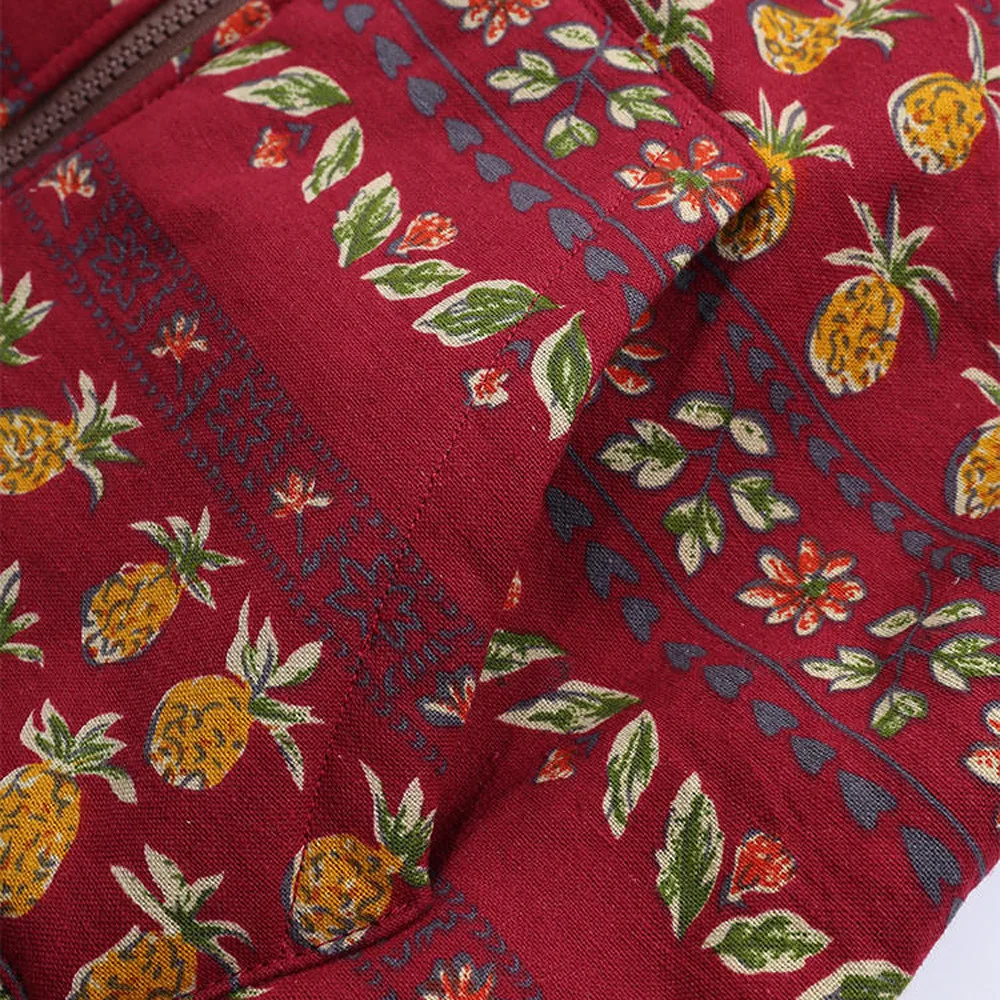 Женская куртка, плюшевое пальто, женская зимняя теплая верхняя одежда, цветочный принт, с капюшоном, с карманами, в винтажном стиле, больше размера, пальто размера плюс, chaqueta mujer