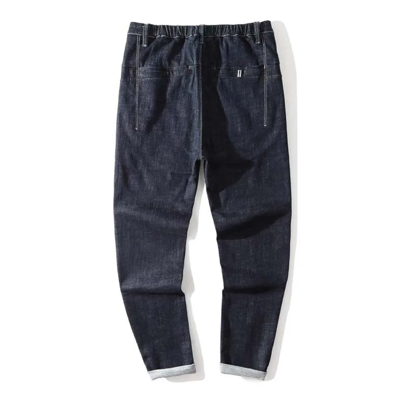 Black Blue Корейские модные джинсы, Мужские обтягивающие джинсы, брюки, уличная одежда, джинсовые брюки, черные, синие, повседневные Стрейчевые джинсы, брюки, мужская одежда - Цвет: Black Blue