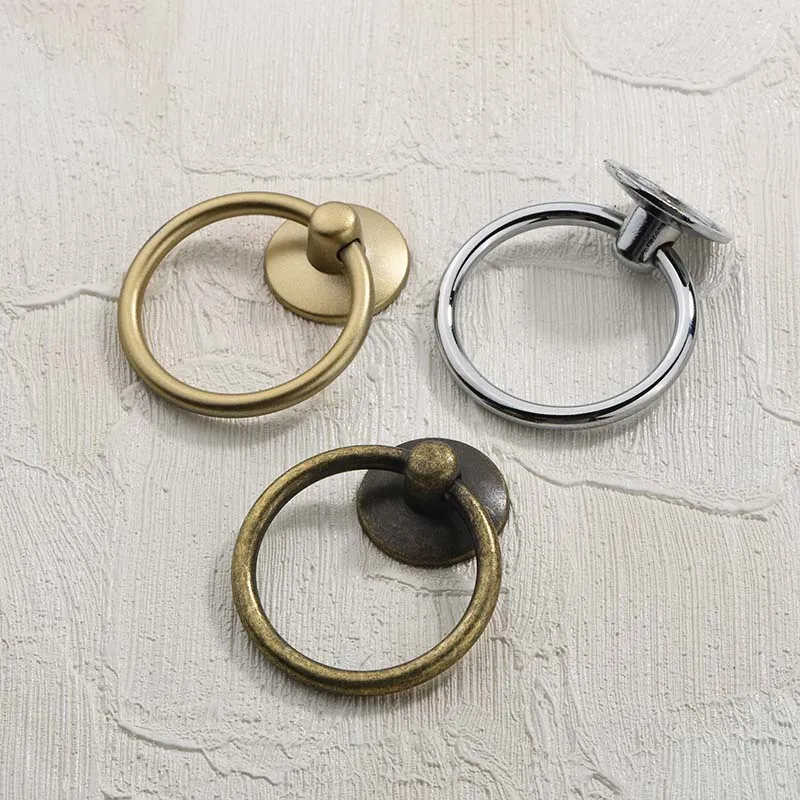 Drawer Ring Single Hole Pull Ring Wardrobe Door Handle Nordic Modern Minimalist American Golden