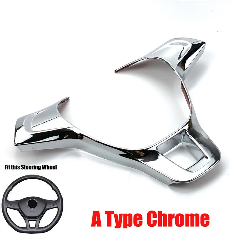 A type Chrome Отделка рулевого колеса автомобиля аксессуары для Volkswagen T-ROC C-TREK T-Cross TAYRON Phideon Teramont Atlas Arteon Fox MULTIVAN Sharan - Название цвета: A type Chrome