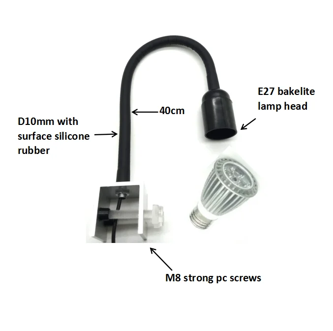 free customize led plant light clip light with E27 lamp holder gooseneck clamp lamp bracket for nano tank reef coral