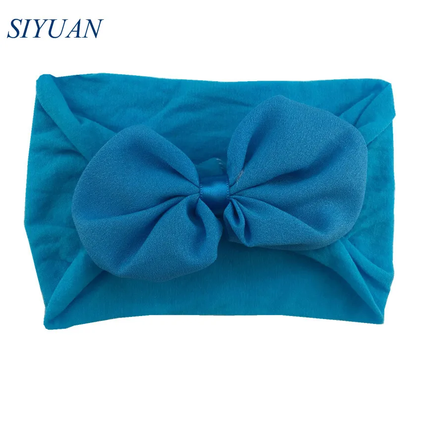 11-blue 30 шт./лот девушка DIY аксессуары для волос Детские милая повязка на голову с бантом, мягкиe ширoкaя эластичная нейлоновая повязка на голову новые Стиль HB103 - Цвет: 11-blue