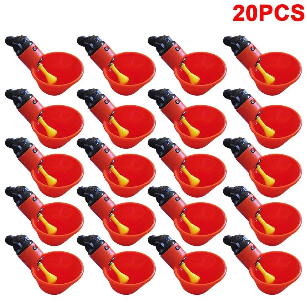 20pcs Automatic Chicken Drinker Cups Poultry Drinking Bird Waterer Coop System