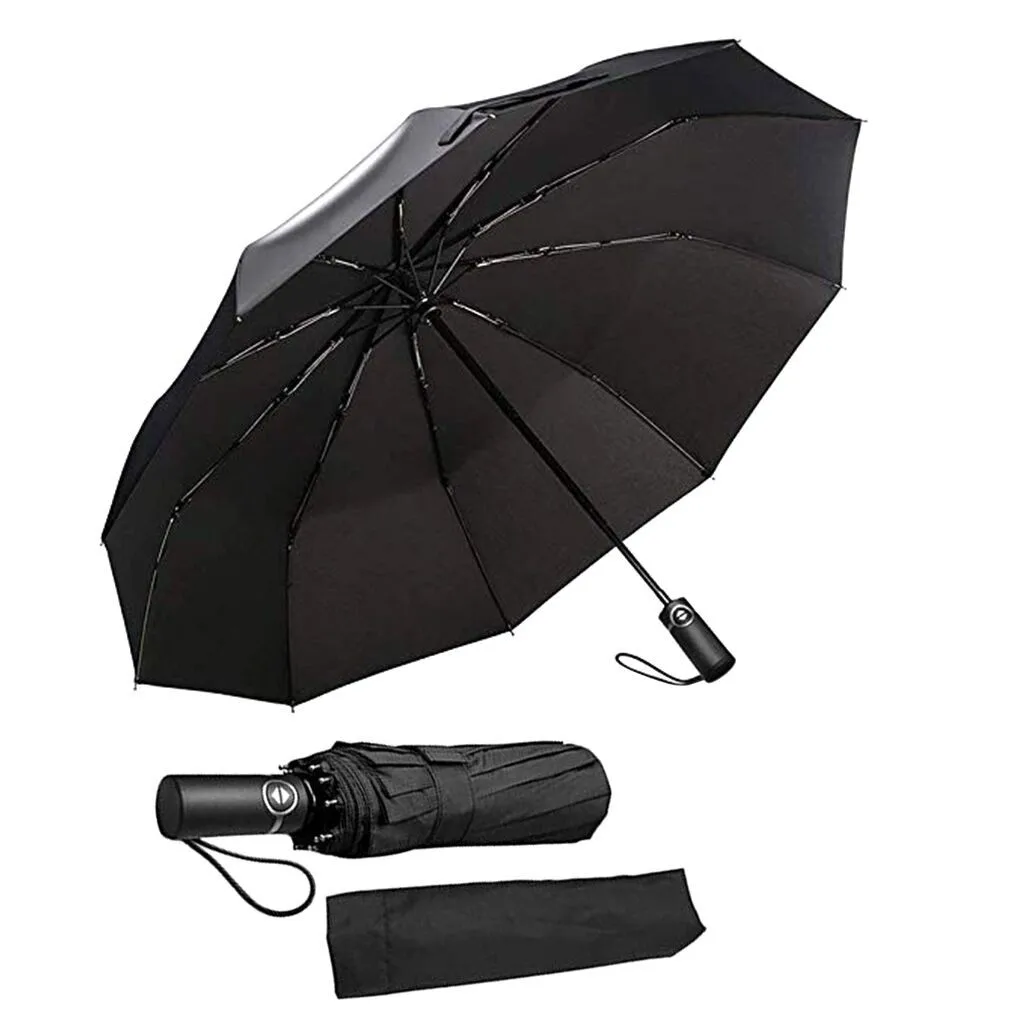 Десять костей автоматический складной зонт женский автомобиль роскошный большой Ветрозащитный Зонт Мужской дождь черная краска подходит для путешествий