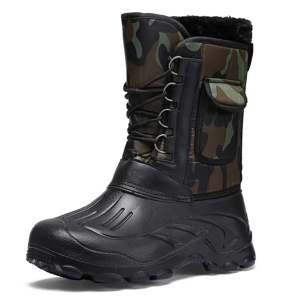BAOLESEM/мужские ботинки; зимние ботинки; Мужские Водонепроницаемые зимние ботинки; легкая мужская обувь; водонепроницаемые ботинки до середины голени с подвижным утеплением - Цвет: Camouflage-E1