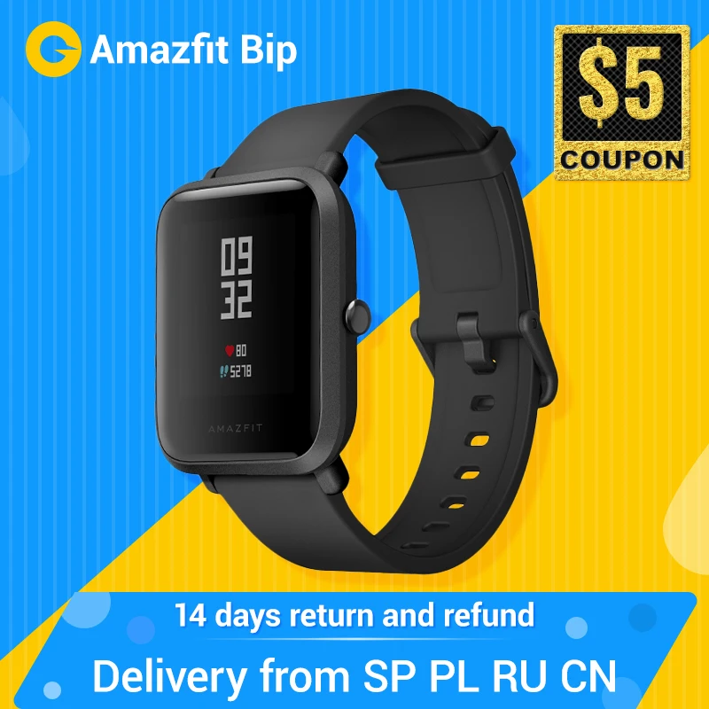 [русский] Huami Amazfit Bip Смарт часы Спортивные часы темп Bluetooth 4.0 GPS смарт часы сердечного ритма 45 дней Батарея IP68