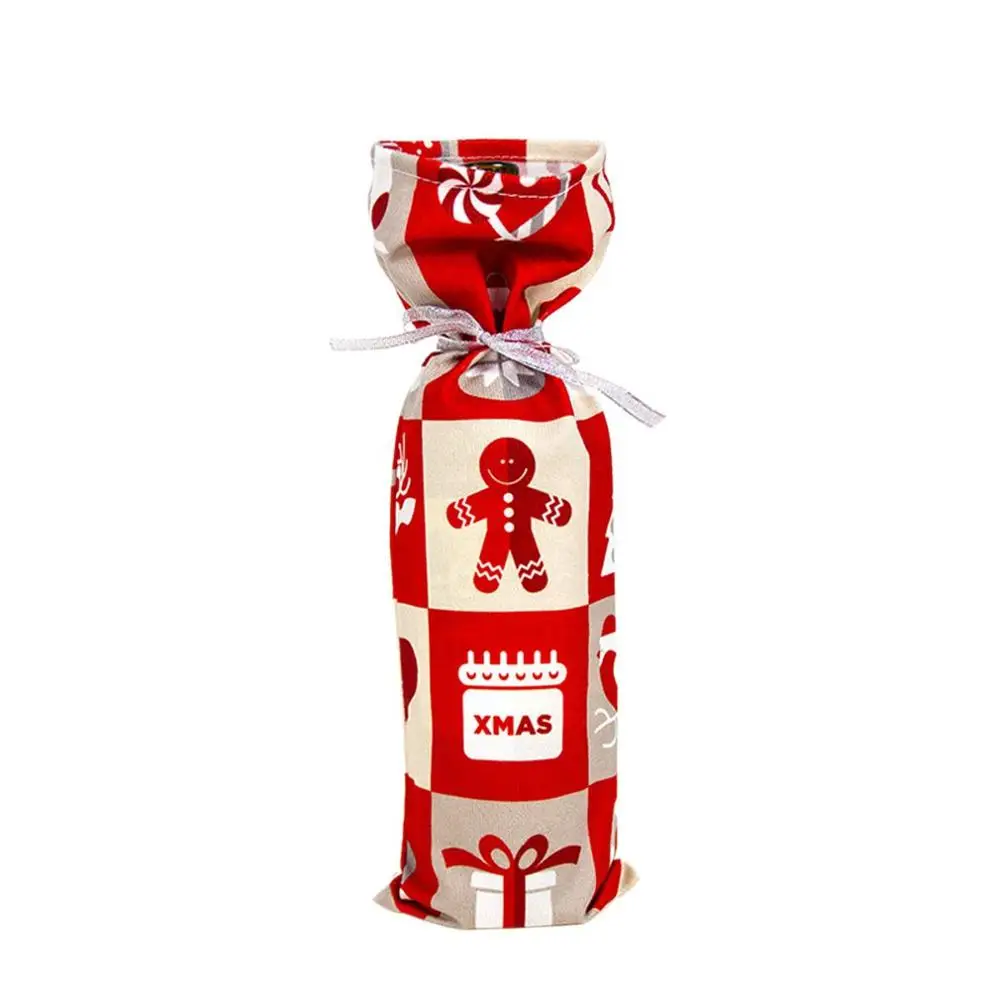 Светло-зеленый Christmas Wine Set Decoration Polyester Cotton Flannel Printed Christmas Wine Set Christmas Champagne Bottle Set - Цвет: Светло-зеленый