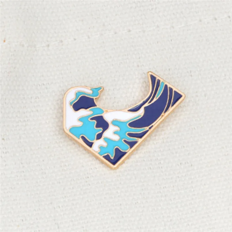 Newest Blue waves brooch Enamel Pin buckle Metal Brooch Coat Jacket Bag Badge X