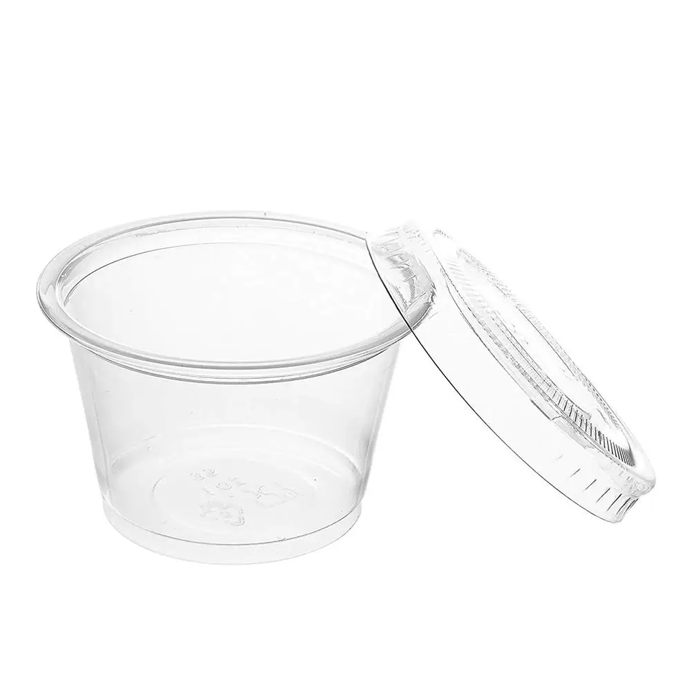 100 шт./лот одноразовая раздаточная Пластик стаканчик с крышкой для кубиков льда вечерние поставки соус желе суфле одноразовые чашки 1/2/4/5,5 OZ