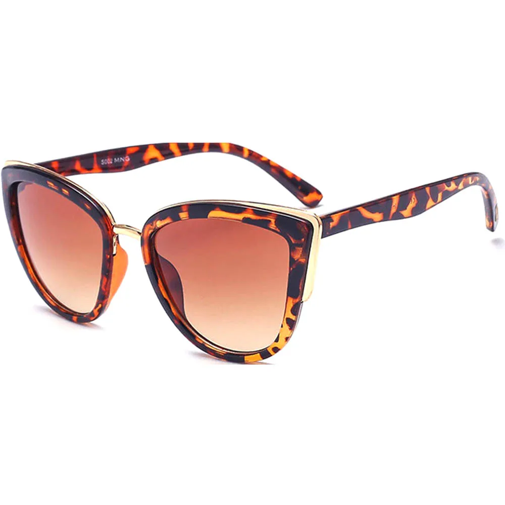 leopard Новые солнцезащитные очки Cateye, женские винтажные градиентные очки, Ретро стиль, кошачий глаз, солнцезащитные очки, негабаритные солнцезащитные очки, женские очки, UV400 - Цвет линз: leopard