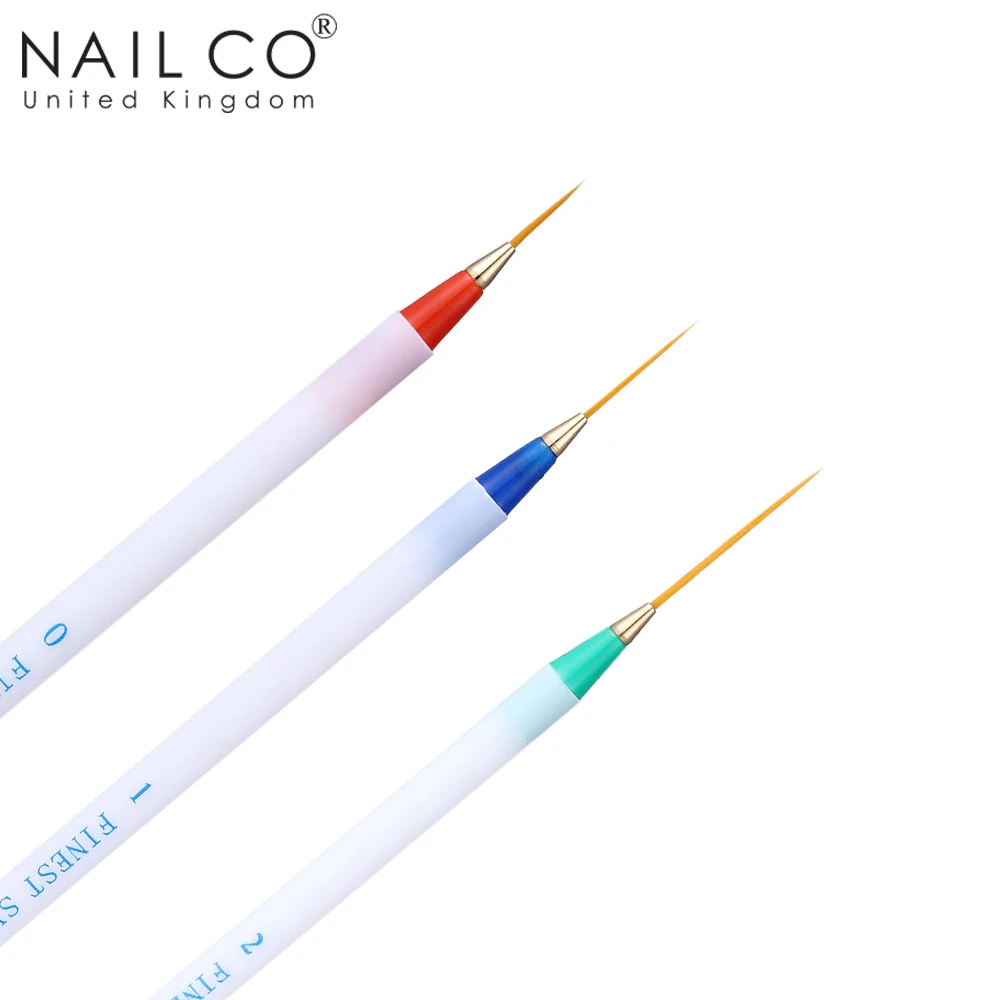 NAILCO 3pcs/set Thin Liner Drawing Pen Painting Stripes Flower UV/LED Gel Polish Brush For Nail Art Manicure DIY Tools Kit 3