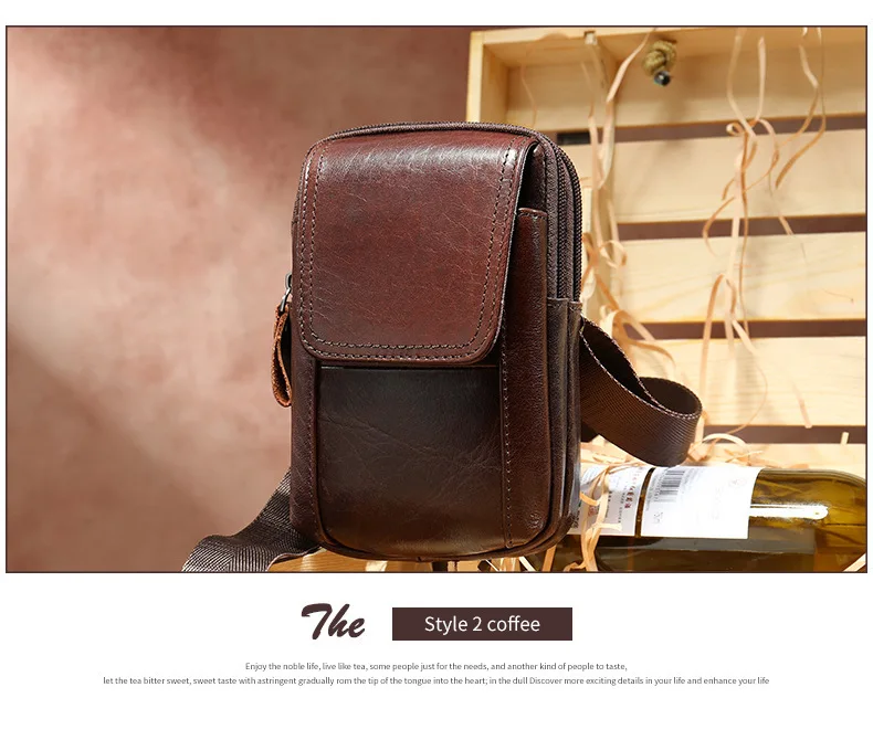 Luxury Men Bag Genuine Leather Shoulder Bag Men Messenger Bags Small Casual Flap Zipper Design Male CrossBody Bag Phone Pocket