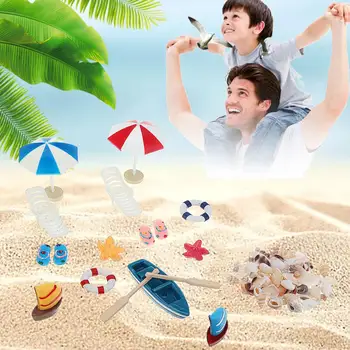 

13pcs Dollhouse Folding Mini Beach Lounge Umbrella Chair Boat Anchor Set Dollhouse Miniature Home Garden Decor Furniture