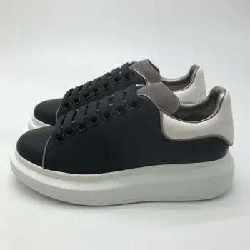 

2019-20 men women flat shoes spring autumn casual shoes true leather black reflective OLOMLB-mcqueening FREE SHIPPING sneakers