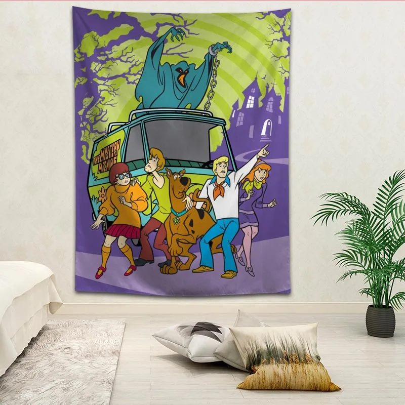 Пользовательские Scooby Doo печатных Творческий гобелен гостиная спальня фон стены Ткань Висячие картины небольшой свежий - Цвет: 9