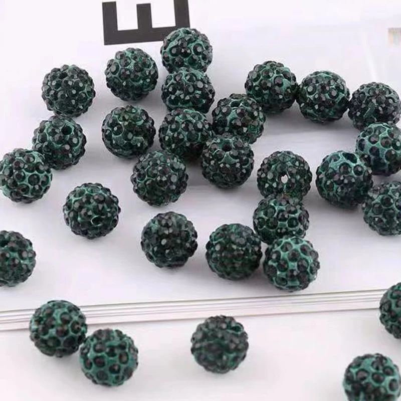 Dark green AAA Качество 50 шт 10 мм глина Кристалл Диско Шар Стразы Diy свободные бусины для изготовления браслета хрустальные бусины космические бусины Шамба - Цвет: Dark green