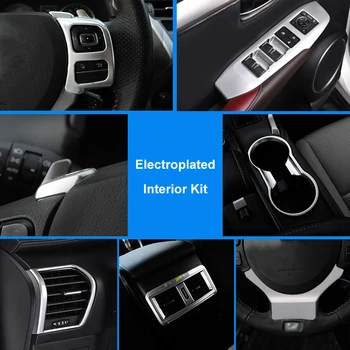 

QHCP Car Water Cup Holder Frame Rear Air Outlet Cover Steering Wheel Sequins Stickers ABS Chrome For Lexus NX200T 300H 2015-2020