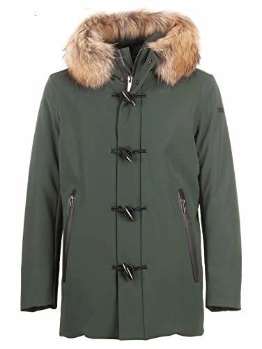 RRD Giaccone Winter mongomey Uomo, Pelliccia Vera, Chiusura Alamaro, Verde