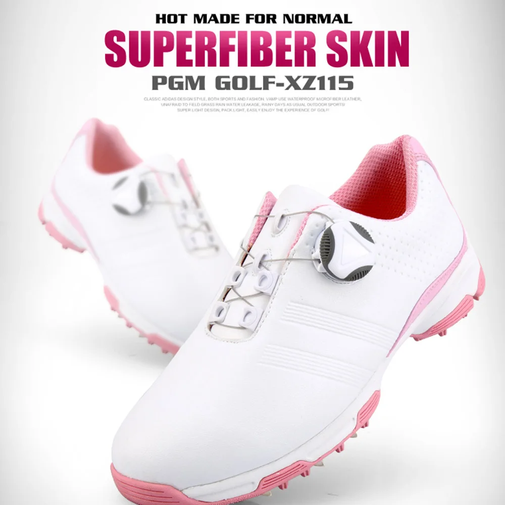 Женская обувь для гольфа; дышащие кроссовки для гольфа с вращающейся пряжкой; женская обувь для гольфа с автоматической шнуровкой из водонепроницаемого микроволокна; нескользящая женская обувь для гольфа