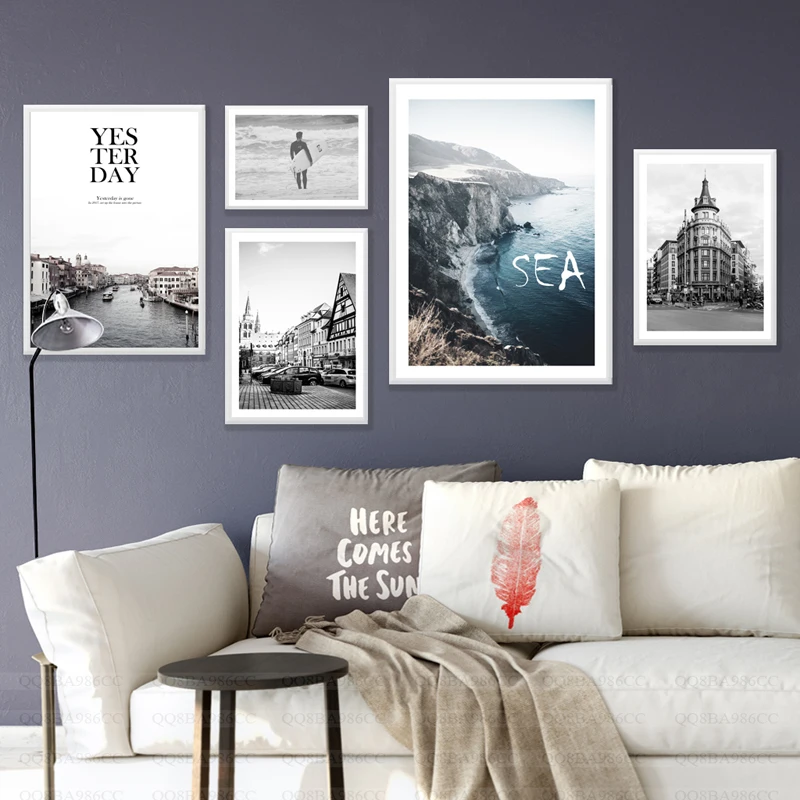 Minimalist Nordic Color Plant Leaves Poster Print Landscape Wall Art Canvas Painting Picture for Living Room Modern Home Decor | Дом и сад