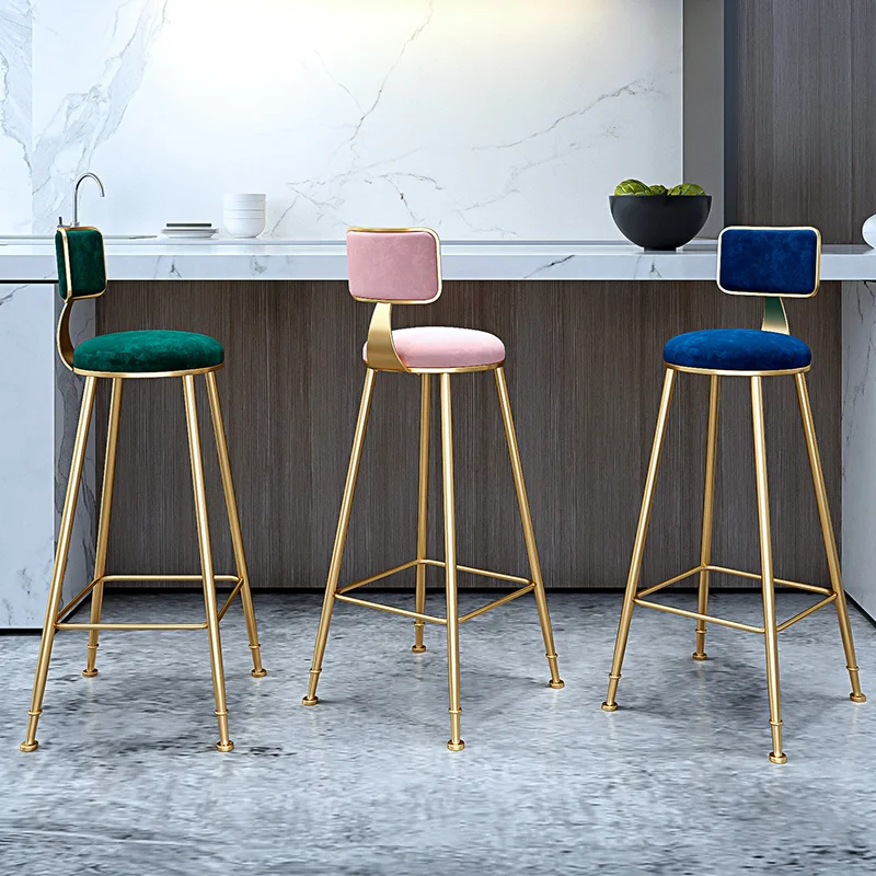 

Minimalist Modern Wrought Iron Bar Stool Home Backrest Nordic Comfort Dining Chair High Stool Restaurant Cafe Stool Bar Stool
