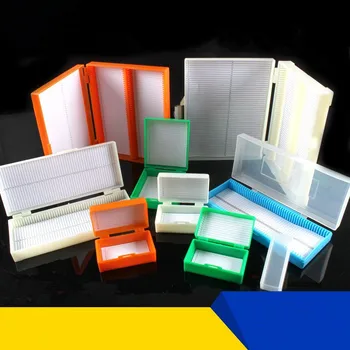 

1PC Plastic Square/Rectangle Shape 12/25/50/100-Slide Microscope Box(Color Random)
