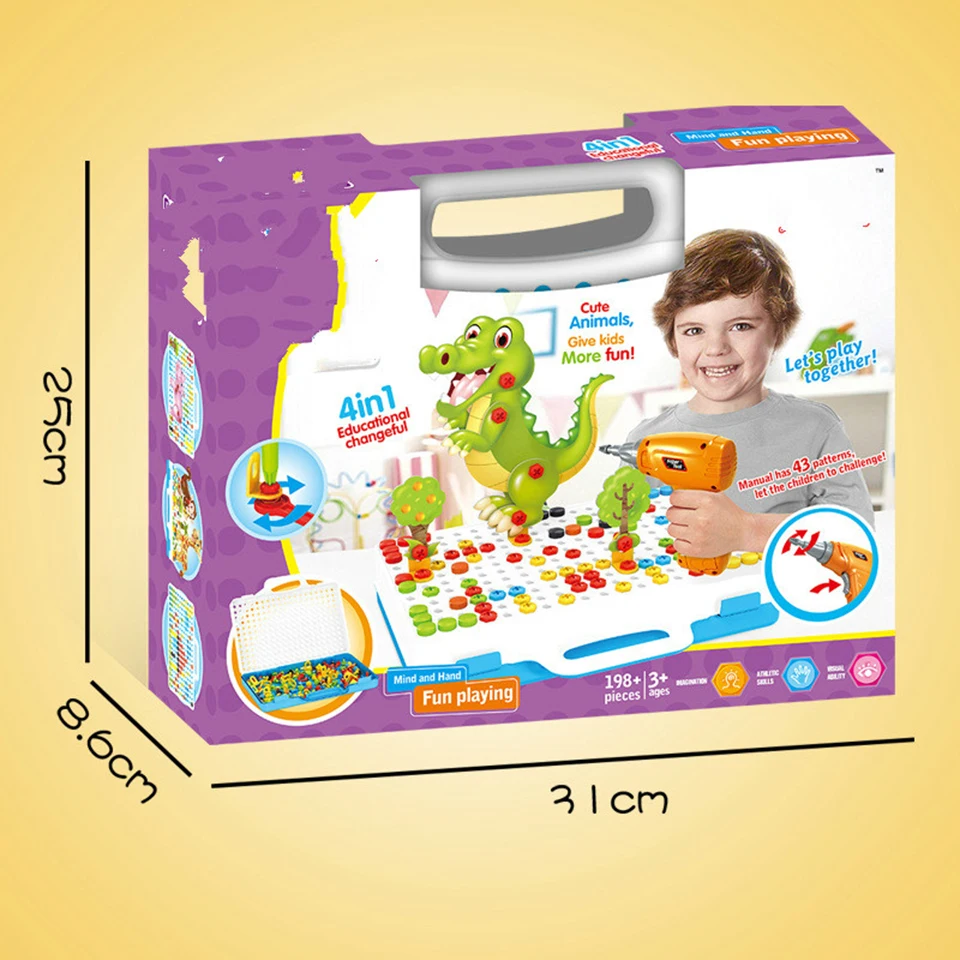 Детская игрушка 3d головоломка мультфильм животное доска аксессуары головоломка игрушки новые аксессуары подходит для игрушки дрель Собранный креативный набор