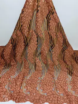 

5 yards Soft hand cut Elegant African french lace fabric Shiny wedding Nigeria Ghana celebration dress with sequins good choice
