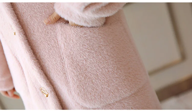 Imitation Mink Velvet Coat Women's Mid-length Autumn And Winter New Style Korean-style Embroidery Knitted Cardigan Hooded T