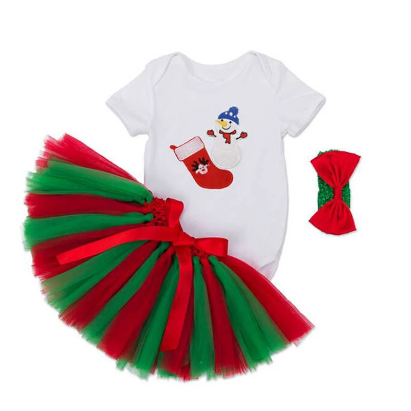 ED337-F My First Christmas/Боди для маленьких девочек; кружевные юбки; повязка на голову; комплекты с юбкой-пачкой для новорожденных; Одежда для младенцев; модные детские рождественские наряды детские вещи детская одежда для д - Цвет: ED337-F