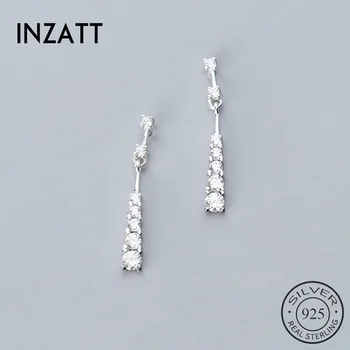 

INZATT Real 925 Sterling Silver Minimalist Zircon Stud Earring For fashion Women Birthday part Cute Fine Jewelry Accessories