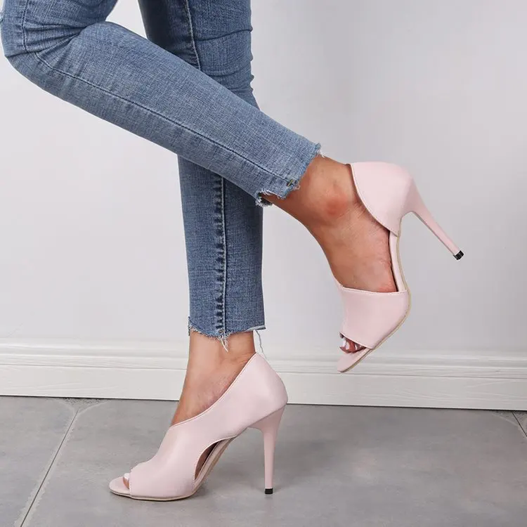 

2019 Summer Europe And America Ultra High Shoe Heel Thin Heeled T Stage Fish Mouth Foot Covering a Foot Wear Sandal Boots WOMEN'