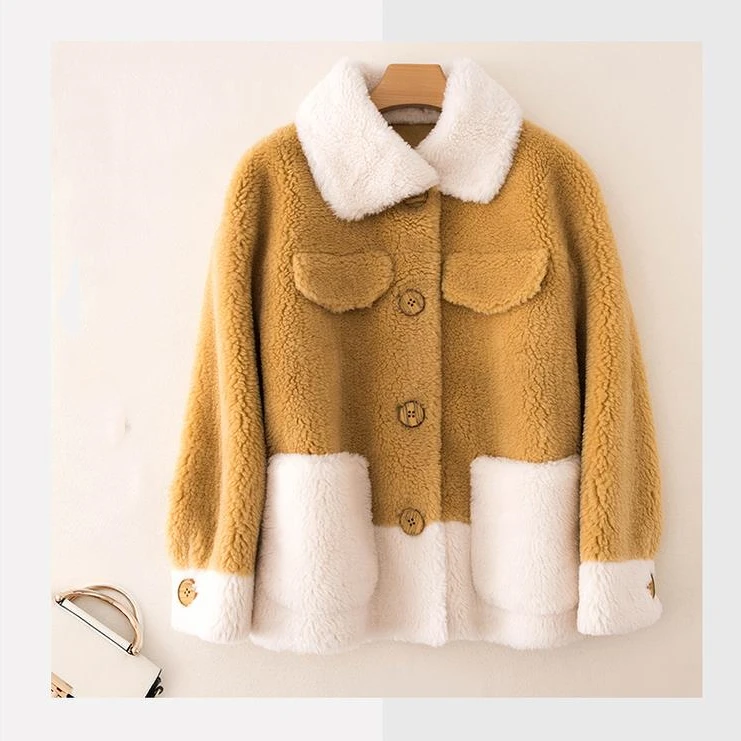 

womens genuine fur coats 2019 new large velvet composite fur one lamb lamb sheep shearing jacket female fur coat