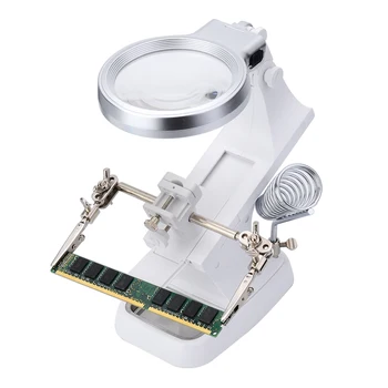 

Soldering Iron Helping Clip LED Lighting Welding Magnifying Soldering Iron Stand Glass Len Magnifier Glass Crocodile Clip Kit