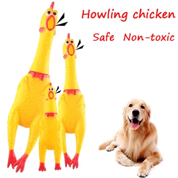 

Big Dog Puppy Interactive Chewing Dog Toy Cleaning Teeth Dog Excited Pet Squeaker Toys Funny Cartoon Rubber Screaming Chicken