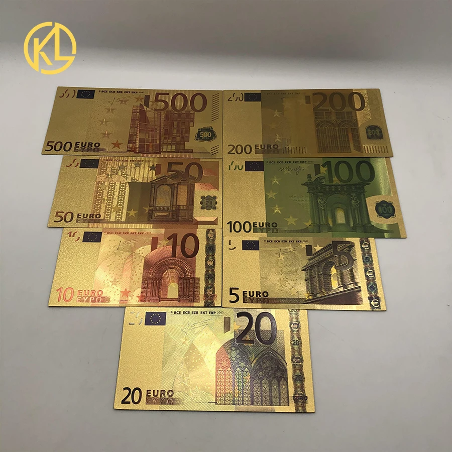 7 шт./лот, антикварная имитация goldsouvenir, евро деньги, Евро 5, 10, 20, 50, 100, 200, 500, на Рождество, Год, украшения и подарки