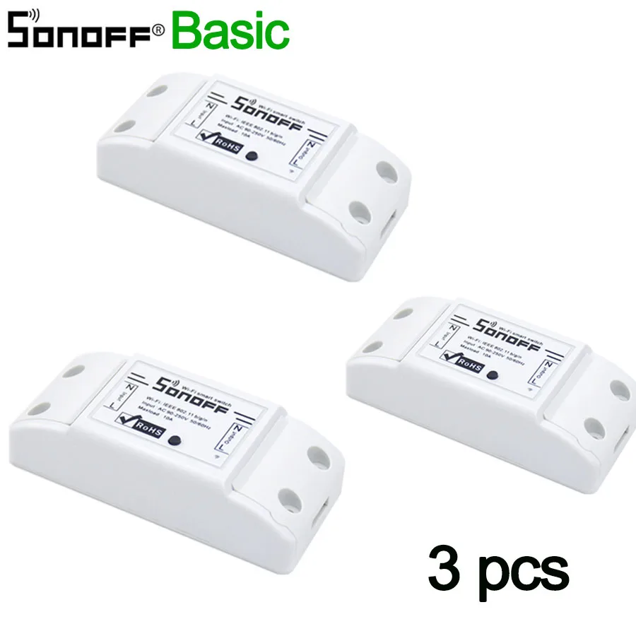 3 pcs 2-10 шт. SONOFF Basic DIY беспроводной Wifi переключатель умный дом пульт дистанционного управления Автоматизация релейный модуль управления ler работа с Alexa - Bundle: 3 pcs