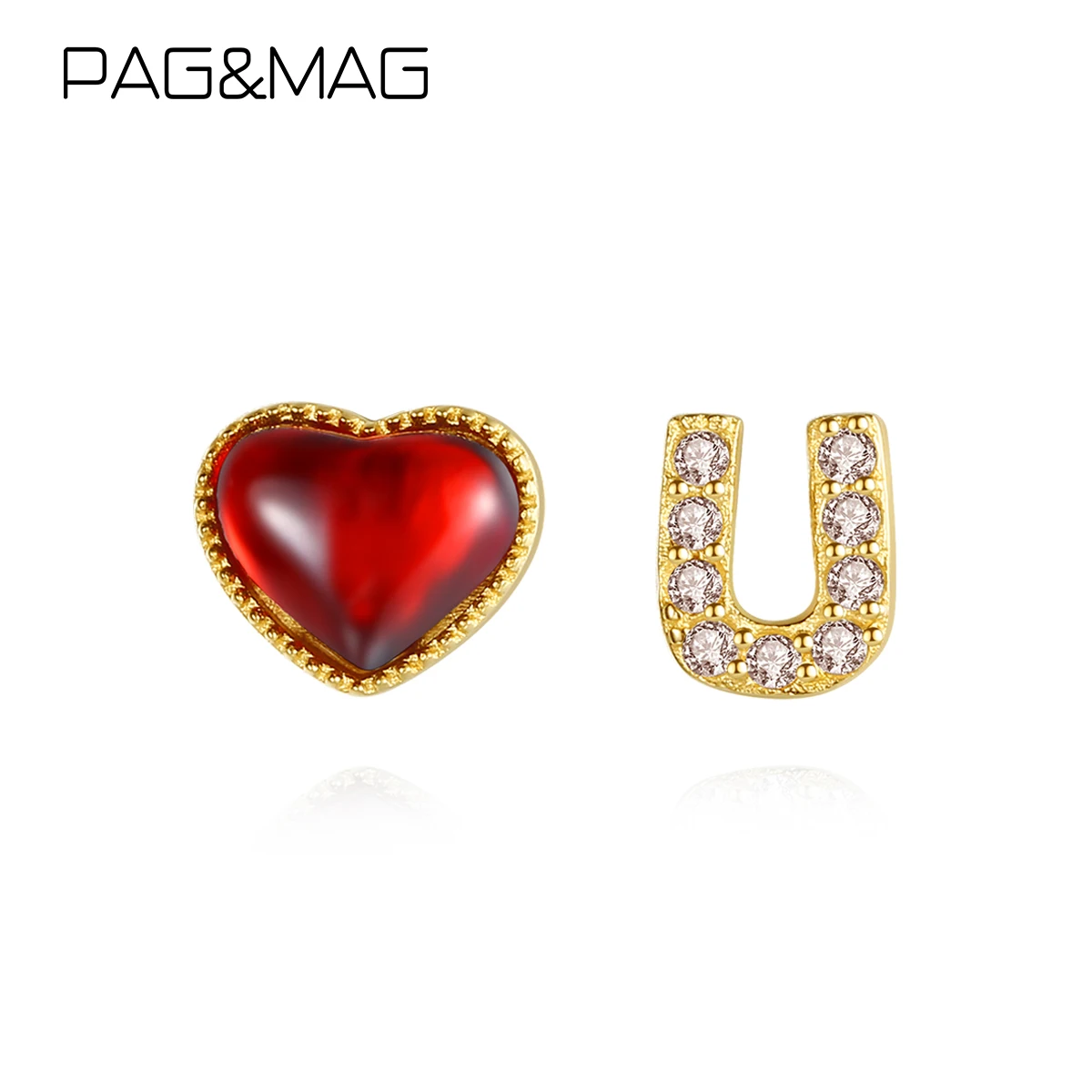 Женские серьги гвоздики PAG & MAG Красные Серьги с драгоценными камнями настоящее
