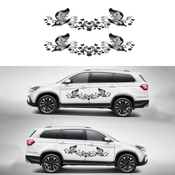 

Car Stickers Butterfly Flower Totem Vehicle Body Side Skirt Styling Sticker Decals Stickers Body Pull Flowers A