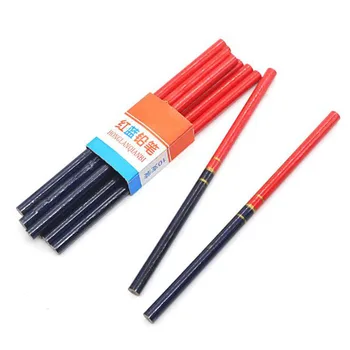 

10/Set Of Two-Color Blue And Red Line Round Carpentry Pencils For Office Drawing Writing Marker Pen Engineering Wooden Pen
