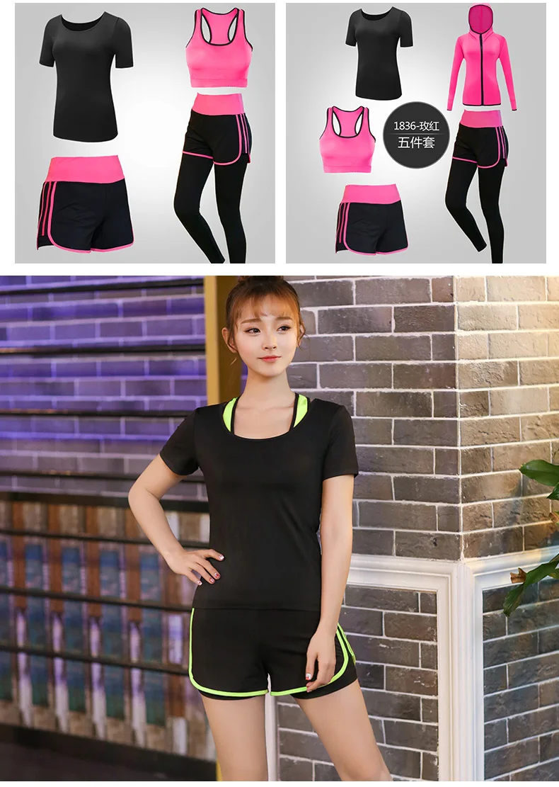 Summer Jogging Suits WOMEN'S Suit New Style Gym Sports Set Morning Yoga with Chest Pad Quick Drying Clothes Pullover