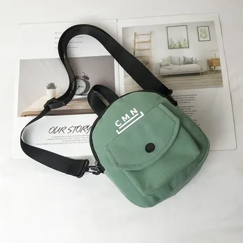 

Net red canvas bag cute small bag female 2020 spring and summer new Korean female student wild shoulder messenger bag