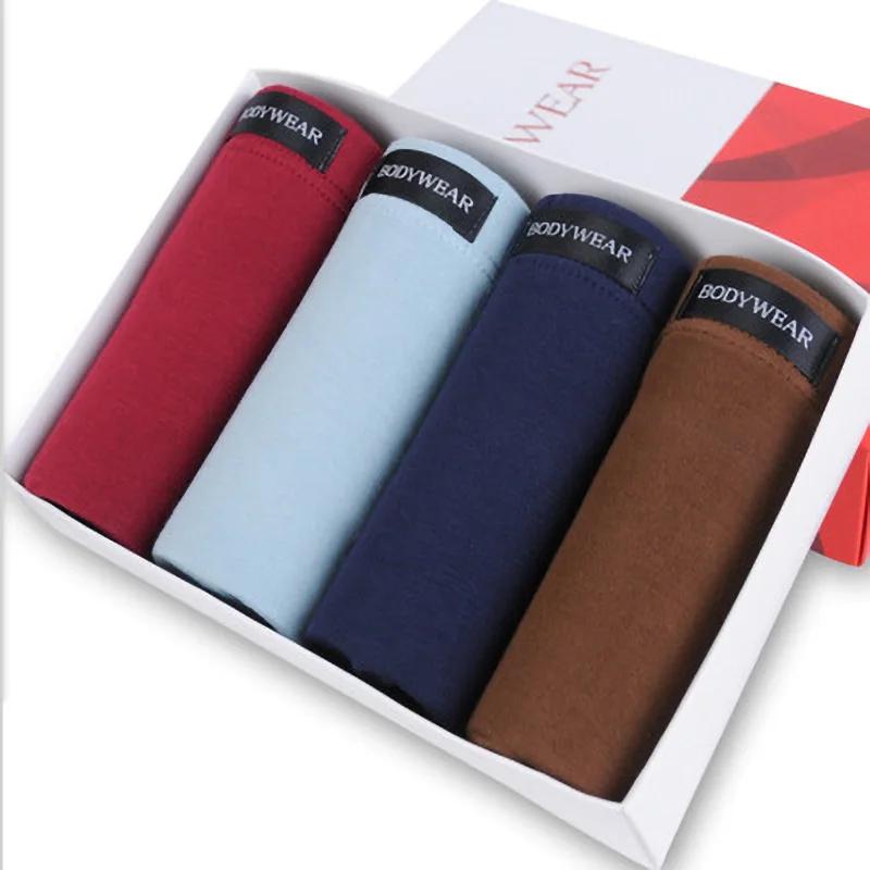 NO BOX 4pcs/lot Mens Underwear Modal Wicking Breathable U Convex Pocket Men Boxer Shorts