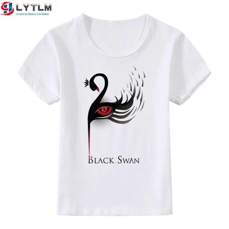 LYTLM черная футболка с лебедем Femme Hallween костюмы для девочек XXX Детские рубашки для девочек Anniversaire Enfant детская одежда футболка с рисунком - Цвет: DX White