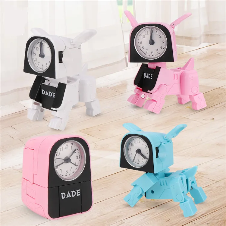 

Children Small Adorable Dog Alarm Clock Transformers Creative Mini Cartoon Multi-functional Robot Toys Gift Box