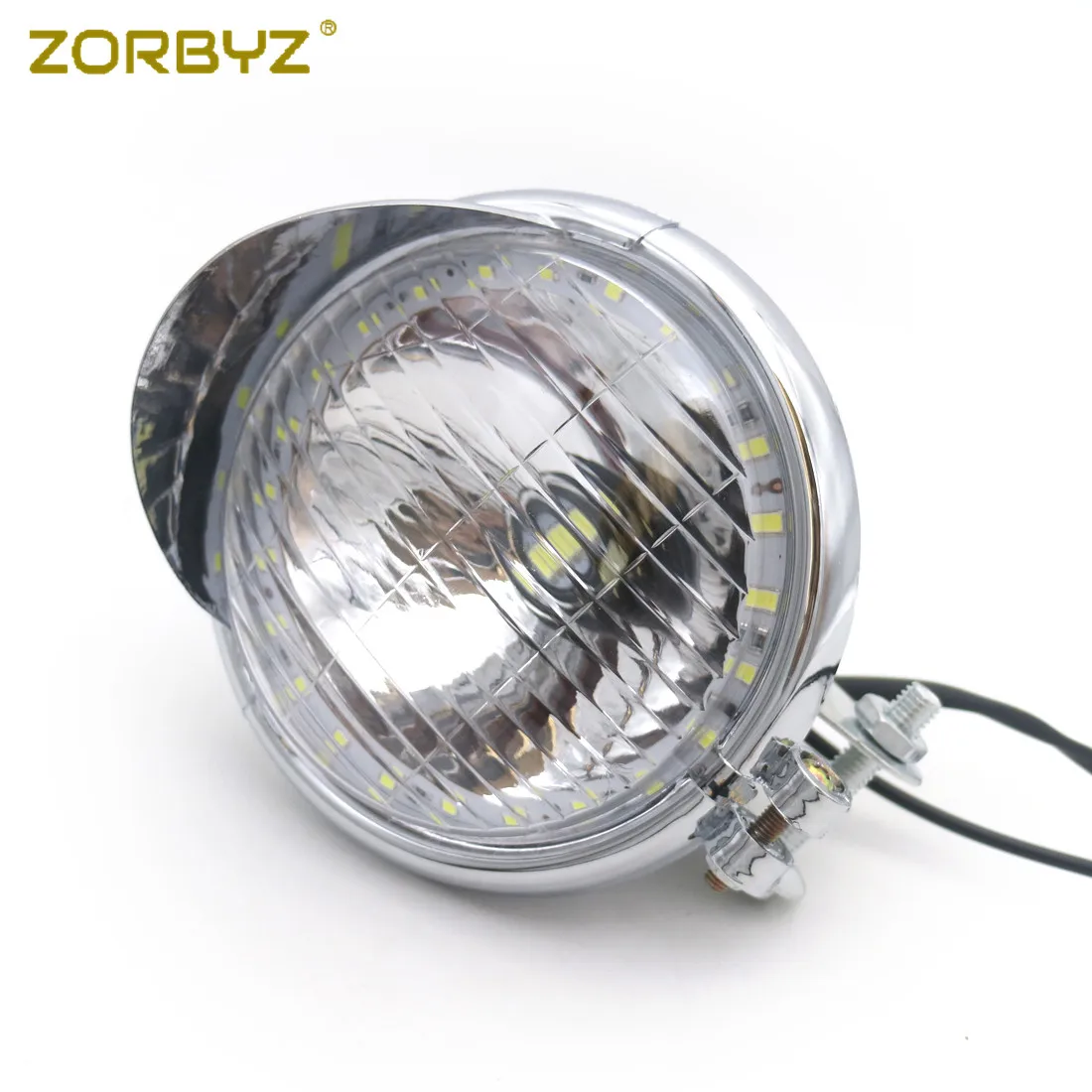 Chrome ZORBYZ 5 ''черный/хром ABS Светодиодный прожектор мигает Противотуманные фары Белый Ангел глаз лампа для Harley Honda Виктори на заказ - Цвет: Chrome